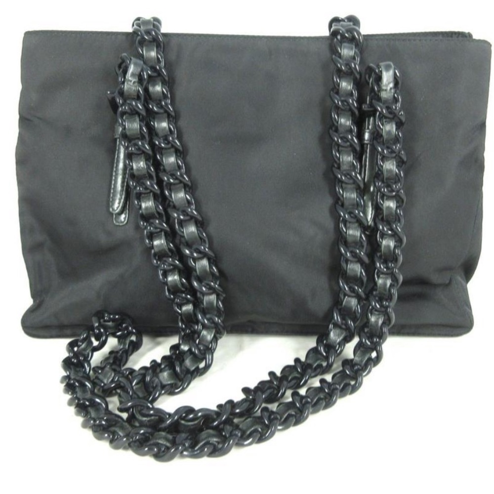Prada leather braided chain strap nylon bag.